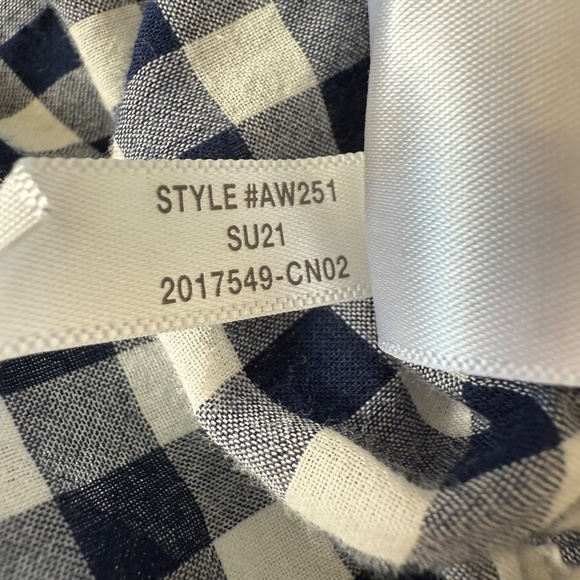 J.Crew Classic Fit Button Down Shirt Womens 4 Crinkle Gingham Navy Top AW251 - Picture 5 of 8